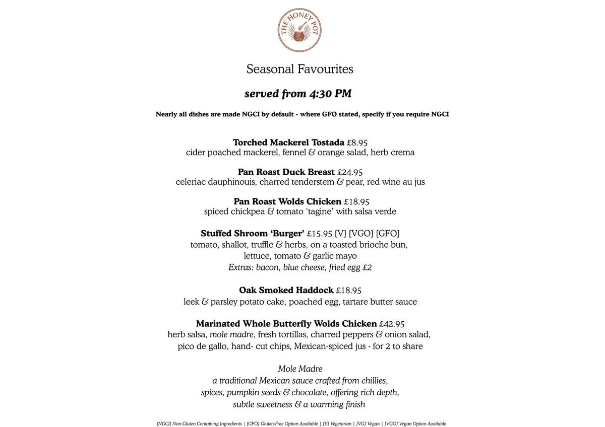 Food menu